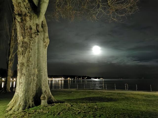 Der Mond über dem Konstanzer Trichter nach einer Theaterpremiere. | Foto: Oliver Fiedler