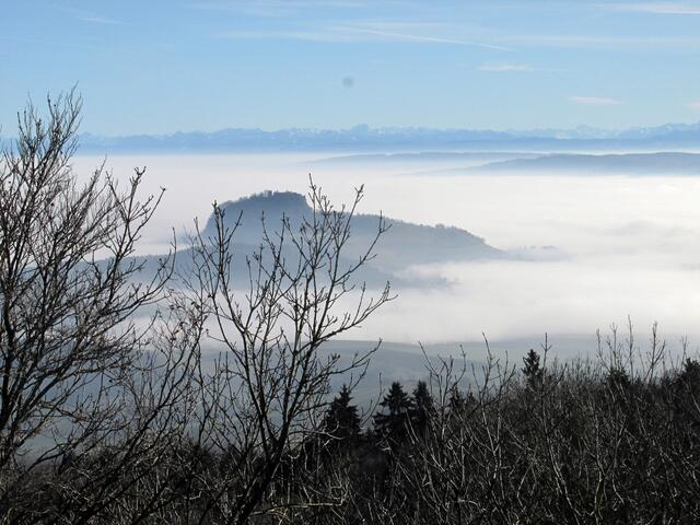 Der Hohentwiel im Morgennebel vom Hohenstoffeln aus. | Foto: Oliver Fiedler