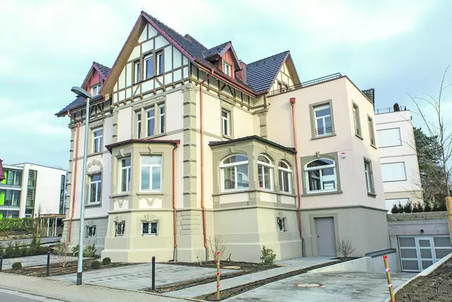 Radolfzell als Standort hat sich als Glücksgriff erwiesen: Hinter der liebevoll renovierten Villa Clara liegt der PVS-Neubau mit modernen Arbeitsplätzen. See und Erholungsatmosphäre der Halbinsel Mettnau  | Foto: PVS Reiss