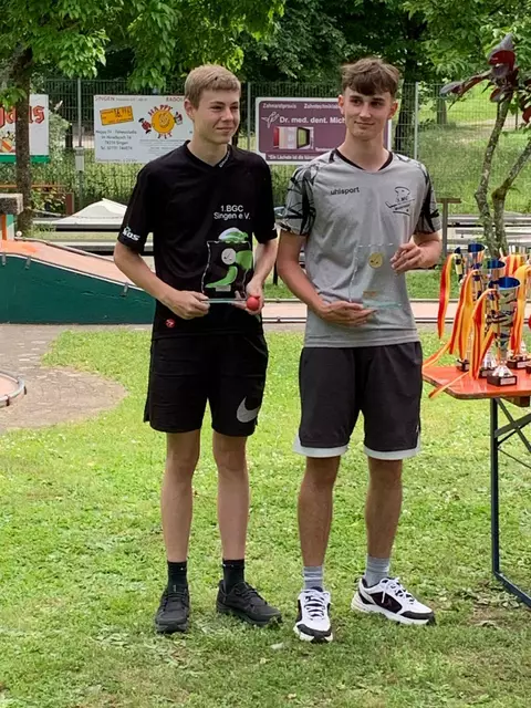 Die beiden Bestplatzierten in der Kategorie Jugend männlich I, Valentin Schütz (links) und Lukas Säger vom BGC Singen. | Foto: Nicole Schütz