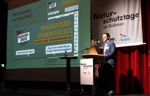 Vortrag Johannes Enssle und Sylvia Pilarsky-Grosch bei Naturschutztagen 2026  | Foto: NABU/Claudia Wild 