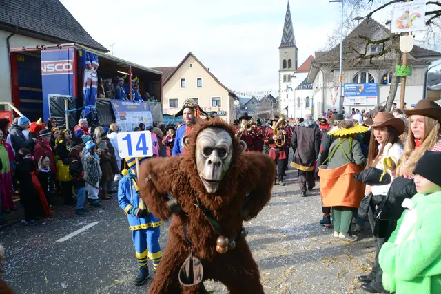 Die Eggstoiner Affen sorgten wie viele weitere Hästräger für eine närrische Stimmung auf dem Festumzug durch Liggeringen. | Foto: Sebastian Ridder