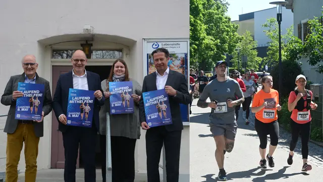Letztes Jahr gab es bestes Wetter und einen Teilnehmerrekord. Die Veranstalter hoffen auf beides auch in diesem Jahr. Von links: Der Vorsitzende der Stiftung Lebenshilfe Singen-Hegau, Hansjörg Reichert, Oberbürgermeister Bernd Häusler, Geschäftsführerin der Lebensstiftung Hegau-Bodensee, Jenny Brecht, und Vorstandsmitglied der Volksbank - die Gestalterbank, Daniel Hirt. | Foto: Sebastian Ridder und Philipp Findling