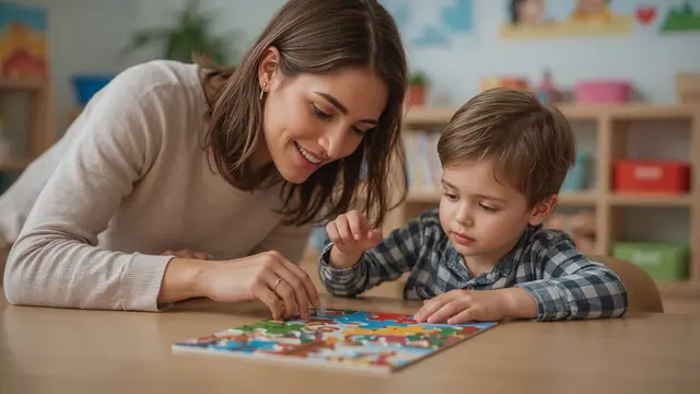 Ein Puzzle zusammensetzen reicht schon aus, um den Alltag der Kinder während der Betreuung abwechslungsreich zu gestalten. | Foto: Ajigus - stock.adobe.com