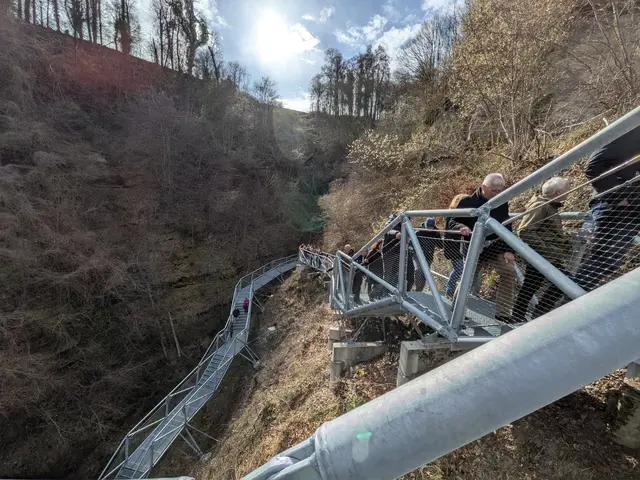 Der neue Weg auf dem Stahlgerüst führt oberhalb der Marienschlucht her. Durch die Gitterböden und über die Geländer hat man aber immer einen guten Ausblick auf die Schlucht oder den Bodensee. | Foto: Sebastian Ridder