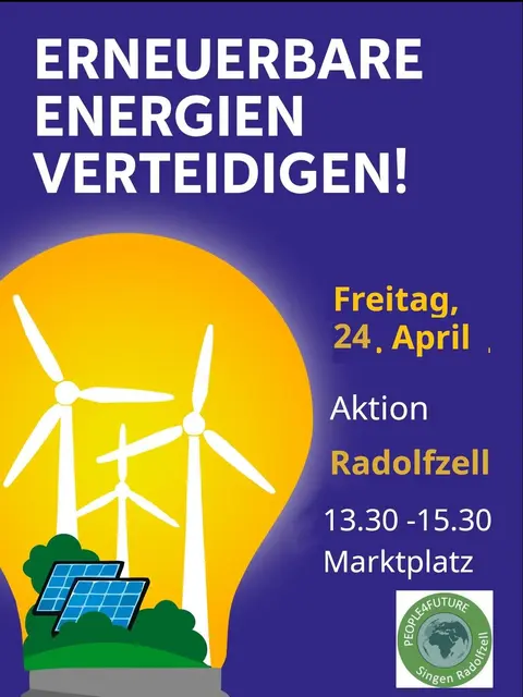 Am 24. April findet in Radolfzell ein Aktionstag für den weiteren Ausbau erneuerbarer Energien statt. | Foto: PeopleForFuture Singen/Radolfzell