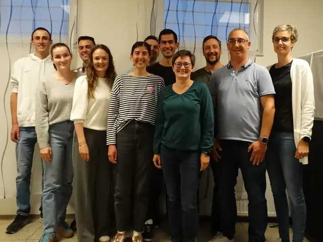 Der neue Vorstand der Musikkapelle von links: Jan Koch, Sarah Ledergeber, Fabian Grabowski, Katharina Störk, Laura Koch, Lukas Bentele, Thomas Koch, Isabelle Tkacz, Thomas Hermann, Matthias Hermann und Bianca Brandys | Foto: Marcelino Rüth