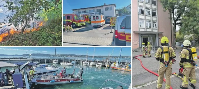 Es gab viel zu tun in der letzten Woche für die Feuerwehr Konstanz. Die Einsatzkräfte mussten zu einem Flächenbrand im Industriegebiet, sowie Hitzebränden und einem Notfall in der Marienschlucht ausrücken.  | Foto: Feuerwehr Konstanz