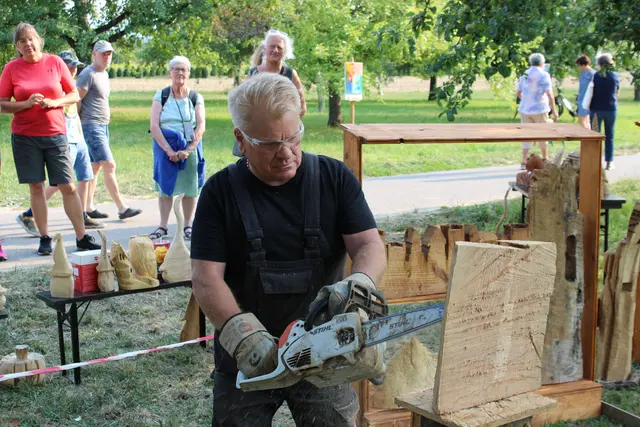 Neben diversen Skulpturen, Installationen und Malereien, unterhielt der Kunst- und Kulturkreis Steißlingen e.V. die anwesenden Gäste durch Literatur, Live-Musik und einer Kettensägenkunst-Show. | Foto: Eron Metolli