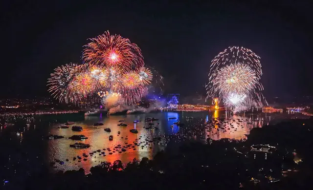 Das Finale des Seenachtsfests bot ein einzigartiges Zusammenspiel zwischen den Feuerwerken aus Kreuzlingen und Konstanz. | Foto: Sebastian Ridder