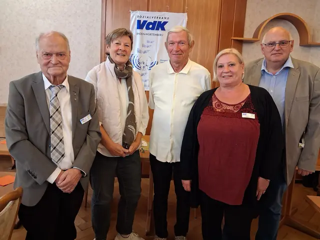 Geschäftsführender Vorstand des Kreisverbandes VdK: von links: Vorsitzender Manfred Flegler, Kreisfrauenvertreterin Andrea Erne-Wacker OV Allensbach/Reichenau, stellvertretender Vorsitzender Helmut Blum OV Singen, Schriftführerin Christine Löchle OV Gottmadingen und Kassier Andreas Gruber (neu) OV Oberer Hegau. | Foto: Christl Löffler
