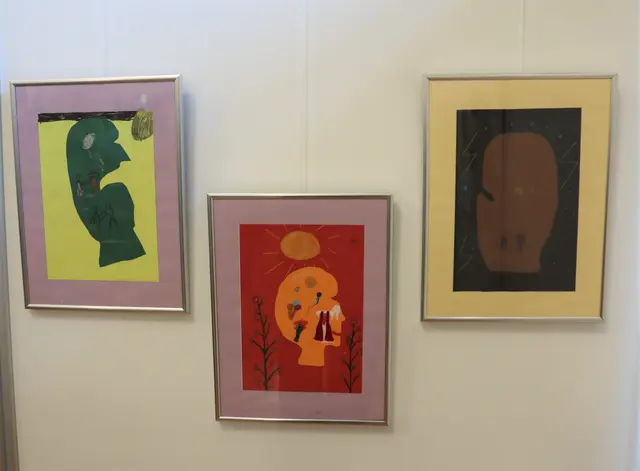 Gemeinsam mit der Kunsttherapeutin Petra Ehinger haben die Kinder -angelehnt an die Fotoausstellung- zwei Köpfe aus Tonpapier, die entgegengesetzt sowohl die positiven als auch negativen Gefühle zeigen. | Foto: Juleda Kadrija